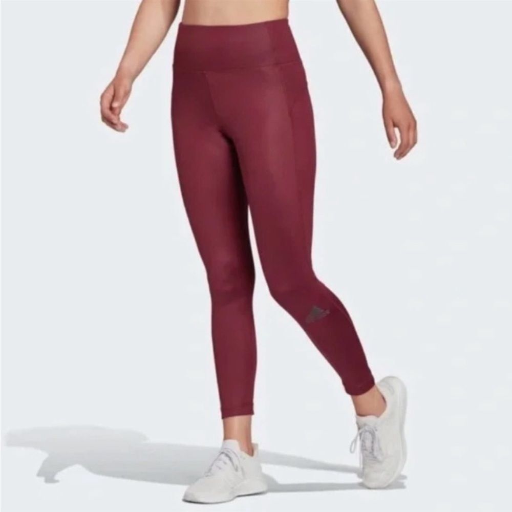 Adidas Primegreen Zoe Saldana Aero Ready Shine Leggings In Maroon